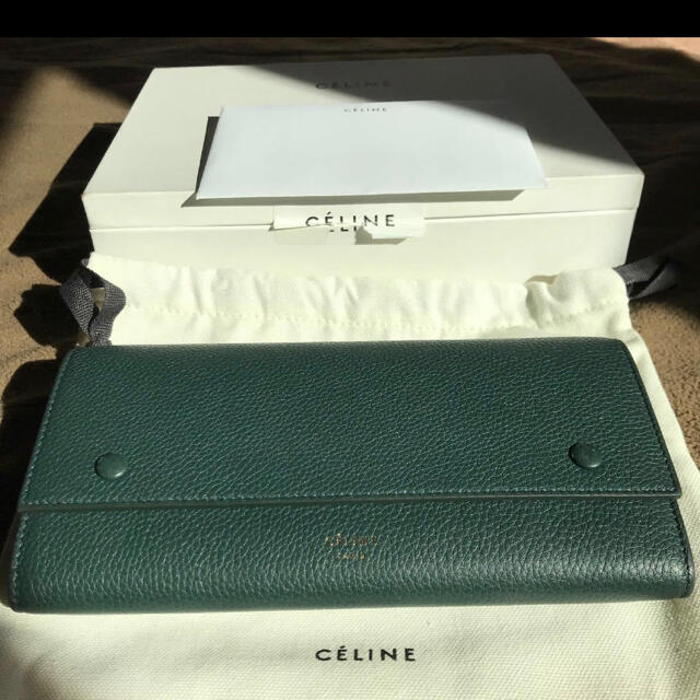 超レア　CELINE 長財布　グリーン　ラージ フラップ マルチファンクション