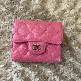 シャネル(CHANEL)の美品❤️ シャネル　キャビアスキン　コンパクトウォレット　ピンク(財布)