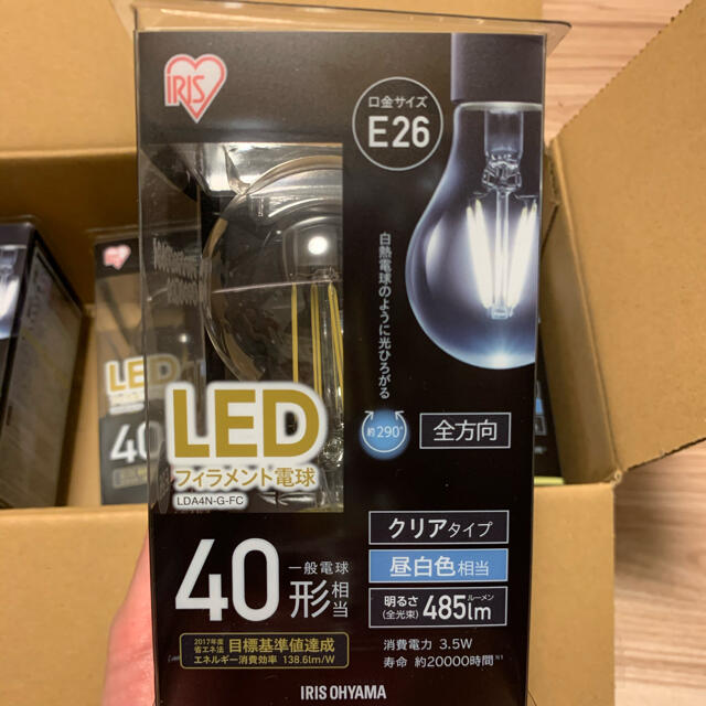 アイリスオーヤマ(アイリスオーヤマ)のアイリスオーヤマ　LED フィラメント 電球 昼白色 クリア　４個セット インテリア/住まい/日用品のライト/照明/LED(蛍光灯/電球)の商品写真