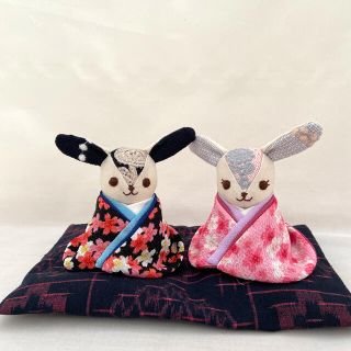 ミナペルホネン(mina perhonen)のうさぎちゃんの雛人形 εïз ハンドメイド ミナペルホネン 雛人形 お雛様 古布(人形)