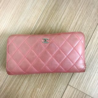 シャネル(CHANEL)のCHANEL 長財布　ピンク　マトラッセ(財布)