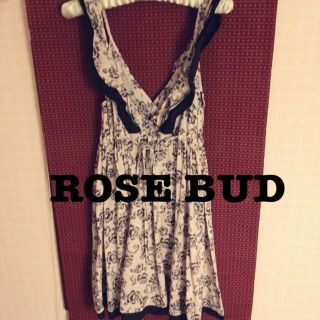 ローズバッド(ROSE BUD)のROSE BUD♡ネイビーローズワンピ(ミニワンピース)