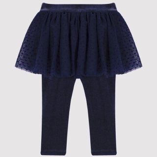 プチバトー(PETIT BATEAU)のプチバトー　36m 　チュール付きベロアカルソン　ネイビー　紺色(パンツ)