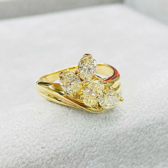 綺麗なイエローダイヤモンド☆K18ダイヤモンドリング D:1.290ct レディースのアクセサリー(リング(指輪))の商品写真