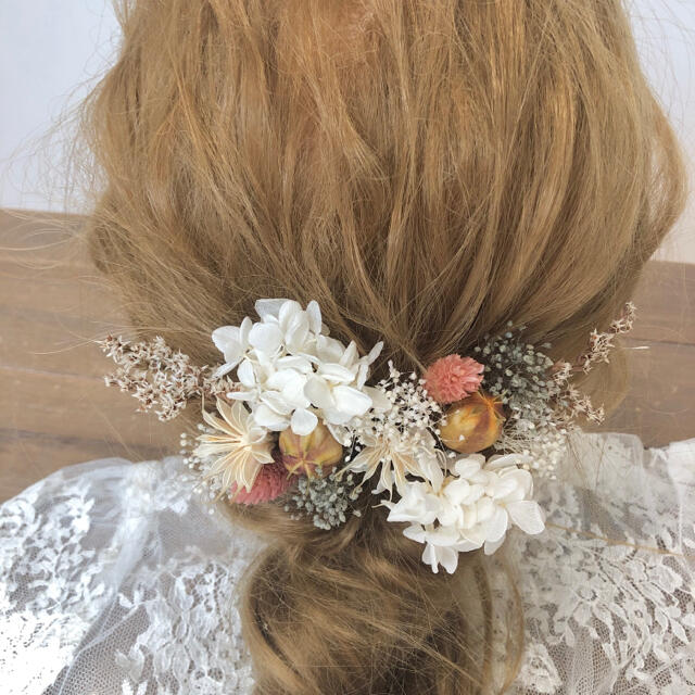 髪飾り【K1】ヘッドパーツ　ドライフラワー　結婚式　成人式　卒業式　和装　花 ハンドメイドのアクセサリー(ヘアアクセサリー)の商品写真