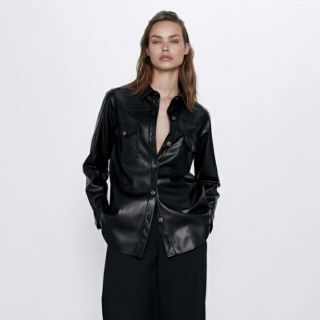 ザラ(ZARA)のZARA レザー風シャツジャケット(レザージャケット)