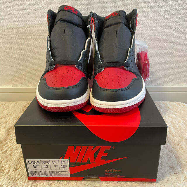 靴/シューズNIKE AIR JORDAN 1 RETRO HIGH OG  BredToe