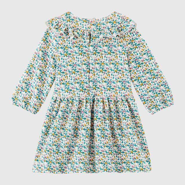 PETIT BATEAU(プチバトー)のai☆様専用プチバトー　36m プリントワンピース　緑の花柄 キッズ/ベビー/マタニティのキッズ服女の子用(90cm~)(ワンピース)の商品写真