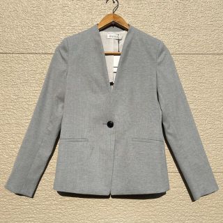 プラステ(PLST)の新品　PLST プラステ　ジャケット　ノーカラー　麻　リネン　グレー　S(ノーカラージャケット)