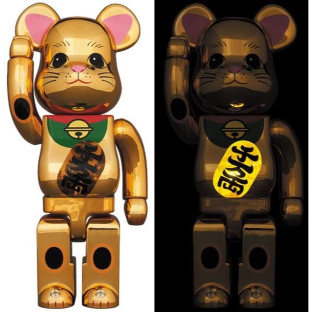 BE@RBRICK 招き猫 金メッキ 発光 400％ ソラマチ 新品 未開封