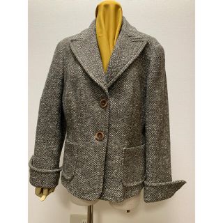 美品 イタリア製 Max Mara テーラードジャケット 白タグ 高級 ツイード