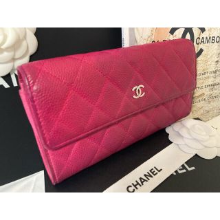 シャネル(CHANEL)のCHANEL シャネル キャビアスキン 長財布 ピンク(財布)