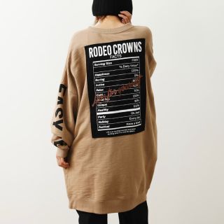 ロデオクラウンズワイドボウル(RODEO CROWNS WIDE BOWL)のロデオ ビッグパッチスウェットワンピース【BEG】(ミニワンピース)