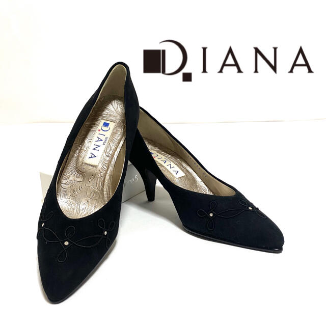 【美品】DIANA ダイアナ　ハイヒール　パンプス　スエード　ストーン　23