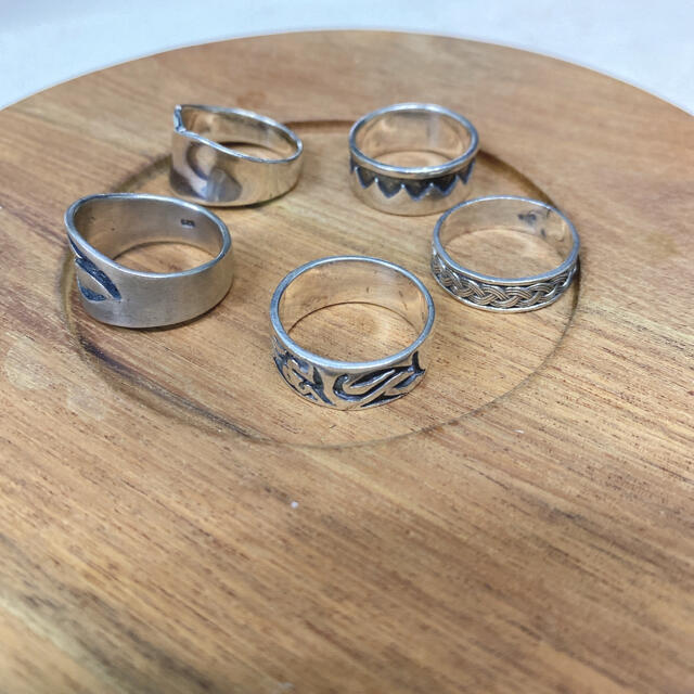 【お買得！5点セット】タイ シルバー リング 925 指輪 16号 メンズのアクセサリー(リング(指輪))の商品写真