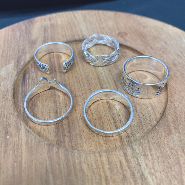 【お買得！5点セット】タイ シルバー リング 925 指輪 17号 メンズのアクセサリー(リング(指輪))の商品写真