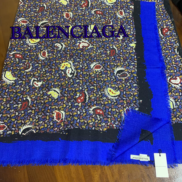 Balenciaga(バレンシアガ)のjupiter様御専用♡バレンシアガ　ストール　スカーフ　ブルー レディースのファッション小物(ストール/パシュミナ)の商品写真