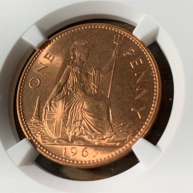 1967年 イギリス エリザベス2世 1ペニー 銅貨 NGC