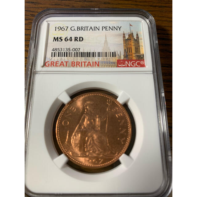 1967年 イギリス エリザベス2世 1ペニー 銅貨 NGC