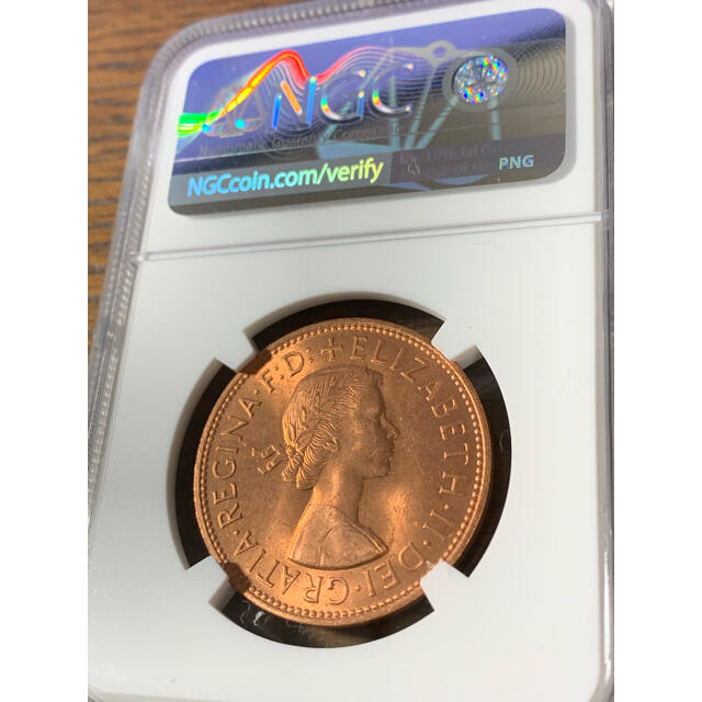 1967年 イギリス エリザベス2世 1ペニー 銅貨 NGC