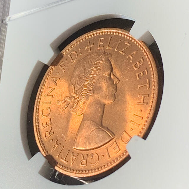 1967年 イギリス エリザベス2世 1ペニー 銅貨 NGC
