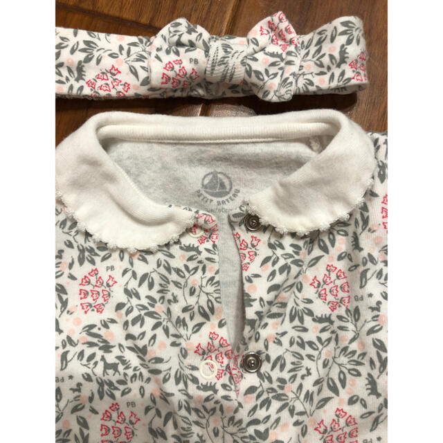 PETIT BATEAU(プチバトー)のプチバトー   3m 60cm ロンパース  ヘアーバンド キッズ/ベビー/マタニティのベビー服(~85cm)(ロンパース)の商品写真