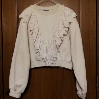 ザラ(ZARA)のZARA フリルスウェット L(トレーナー/スウェット)