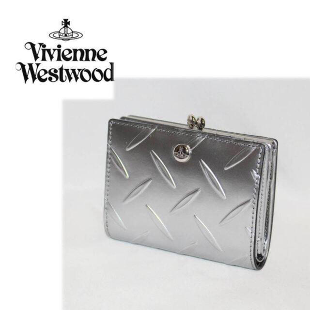 《ヴィヴィアンウエストウッド》箱付新品  口金二つ折り財布 がま口 銀 男女兼用口金小銭入×1内側