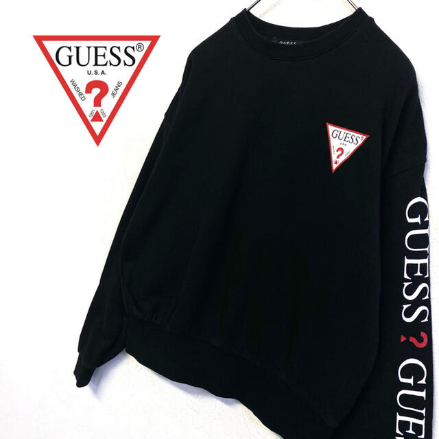 Guess 美品 Guess スウェット ロゴトレーナー メンズm ブラックの通販 By Kacy Sフォローで10 Off ゲスならラクマ