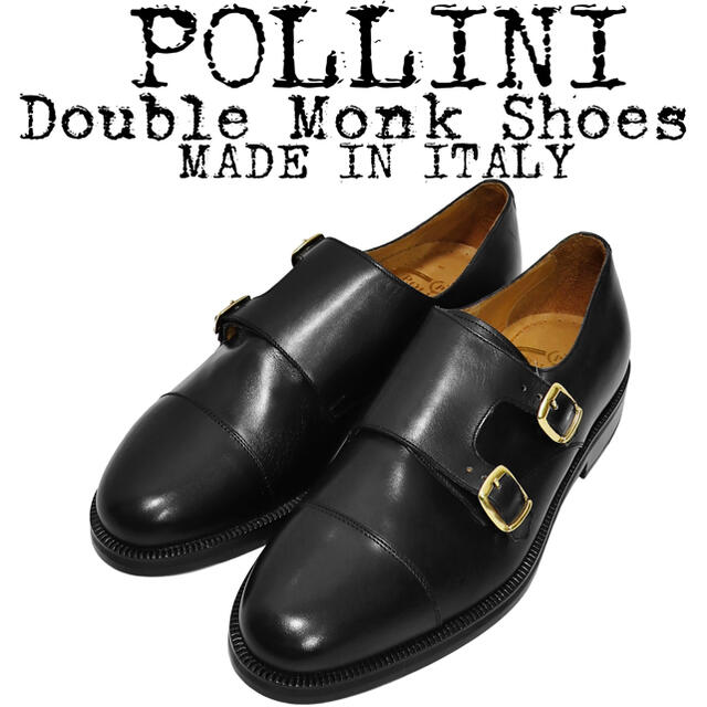 美品★Pollini★ポリーニ★ダブル モンク ドレスシューズ★イタリア製★41イタリア製