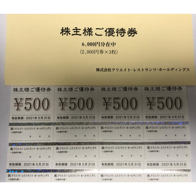 クリエイトレストランツ株主優待6000円分