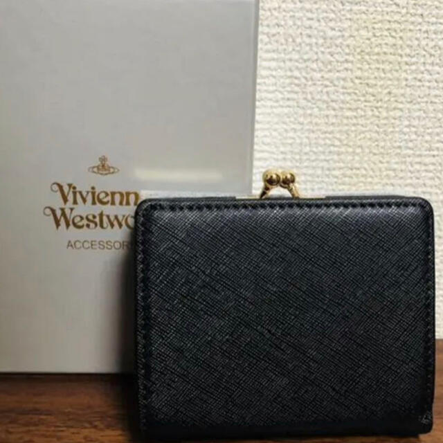 極美品 ヴィヴィアンウエストウッド 二つ折り財布 がま口 黒
