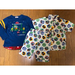 ミキハウス(mikihouse)の☆かず様☆ミキハウス ダブルビー 重ね着風ロンT、アロハシャツ・パンツ（100）(Tシャツ/カットソー)