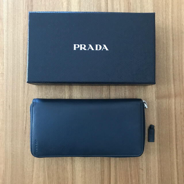 PRADA(プラダ)のプラダ　牛シボ革長財布ネイビー メンズのファッション小物(長財布)の商品写真