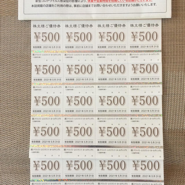 クリエイトレストランツ 株主優待 ¥10,000分ジャンフランソワ
