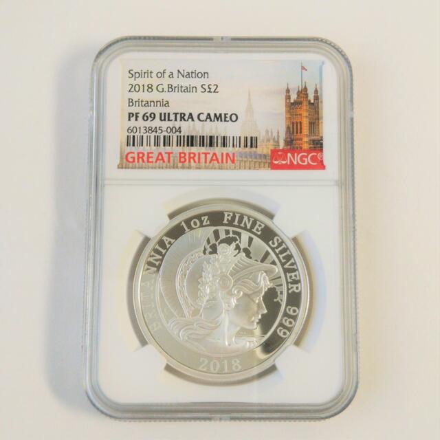 商品番号2018年 イギリス ブリタニア 1オンス 2ポンド 銀貨 NGC PF69