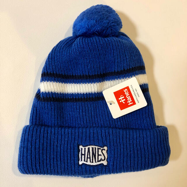 Hanes(ヘインズ)の【新品】HANES ヘインズ　ニット帽　ブルー メンズの帽子(ニット帽/ビーニー)の商品写真