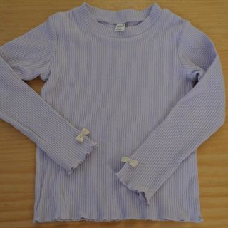 エフオーキッズ(F.O.KIDS)のアプレレクール　女の子　リブ　カットソー　110センチ　紫　パープル　　110(Tシャツ/カットソー)