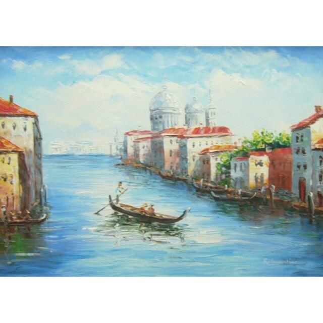 絵画 油絵 作者不詳 肉筆油絵 風景画 水辺の街 ベニス
