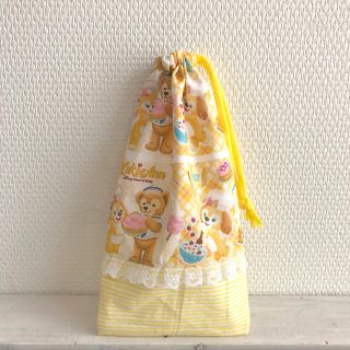 イエローチェック♡ラスト1点♡ミニフリル お箸袋 歯ブラシ袋(外出用品)