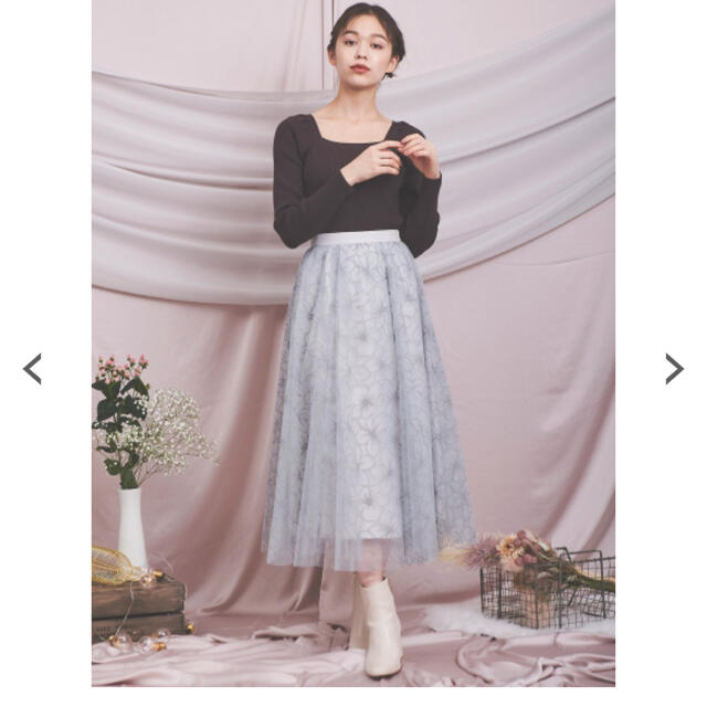 Noela(ノエラ)のフロッキーチュールスカート　ノエラ レディースのスカート(ひざ丈スカート)の商品写真