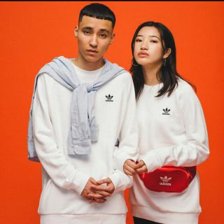 アディダス(adidas)のアディダスオリジナルス　クルーネック　スウェット　ホワイト　XO(XXL) 美品(スウェット)