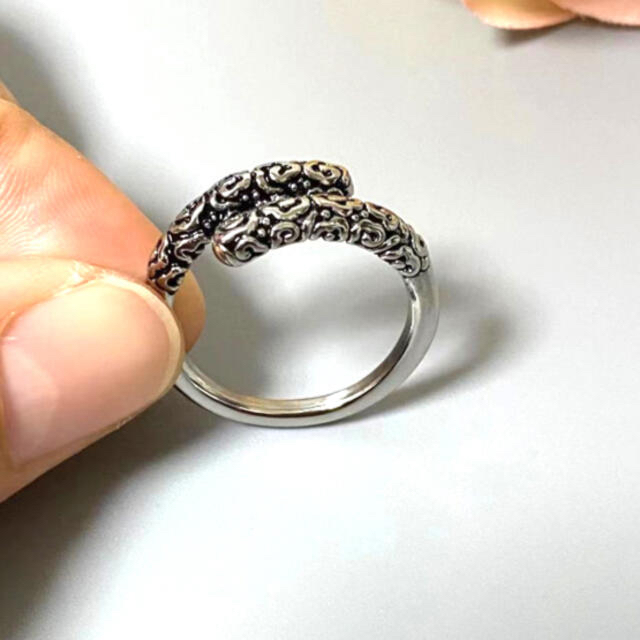 ステンレス製 竜紋 ドラゴン トライバル リング シルバー指輪 16号 メンズ メンズのアクセサリー(リング(指輪))の商品写真
