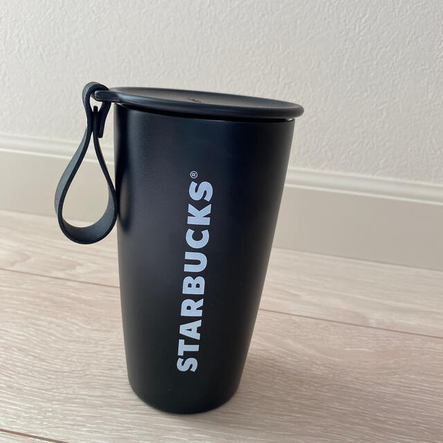 Starbucks Coffee(スターバックスコーヒー)のストラップカップシェイプステンレスボトル(ブラック) キッズ/ベビー/マタニティの授乳/お食事用品(水筒)の商品写真