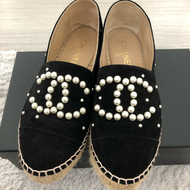 日本未入荷 CHANEL - 38 正規品 エスパドリーユ パール シャネル