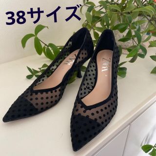 ザラ(ZARA)のZARA サイズ38 ドットパンプス(ハイヒール/パンプス)