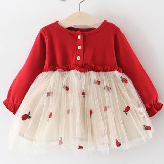 【新品】ワンピース  90cm キッズ 子供服 春秋 パイナップル フルーツ(ワンピース)