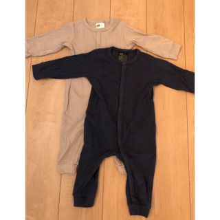 エイチアンドエム(H&M)の2枚set♡ リブロンパース 6-9m(ロンパース)