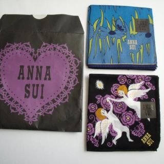 アナスイ(ANNA SUI)の新品タグ付き■ANNASUI アナスイ■大きめハンカチ 2枚セット■黒＆ブルー系(ハンカチ)