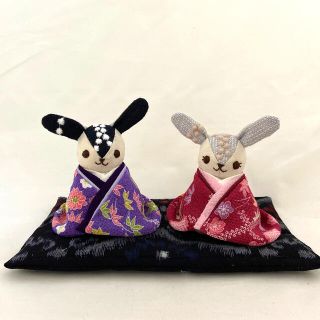 ミナペルホネン(mina perhonen)のうさぎちゃんの雛人形 εïз ハンドメイド ミナペルホネン 雛人形 お雛様 古布(人形)